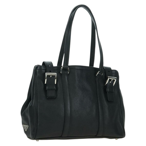 PRADA 托特包 皮革 黑色 銀色 正品 179445V
