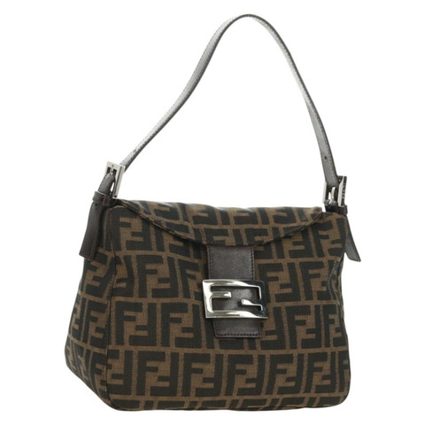 FENDI Zucca帆布Mamma Baguette單肩包 黑色棕色 正品 180431SAV