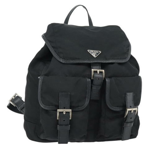 PRADA 雙肩包 尼龍材質 黑色 銀色 正品 180665A