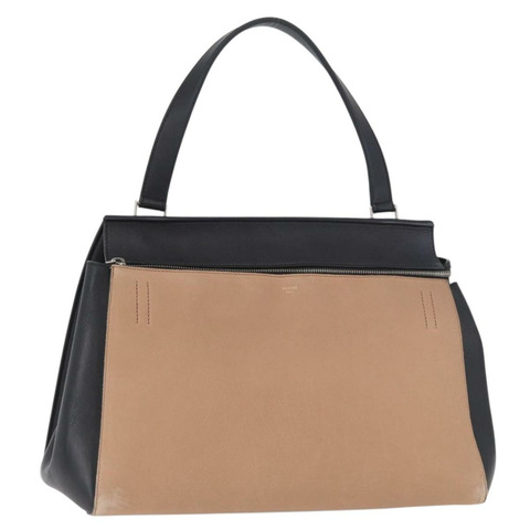 CELINE Edge 手提包 皮革 米色 黑色 銀色 正品 am11657A