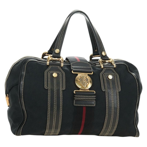 GUCCI GG帆布雪莉酒系列Histeria手提包 黑色金色 186232 正品 181412V