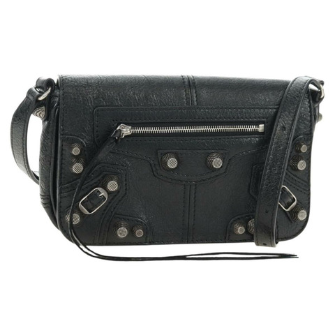 BALENCIAGA Le Cagole 單肩包，黑色/銀色皮革，貨號 781911，正品編號 181560SAM