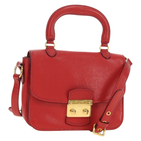 Miu Miu 手提包 皮革 兩用 紅色 金色 正品 181477V