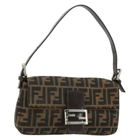 FENDI Zucca帆布Mamma Baguette單肩包 黑色棕色 正品 178866SAM
