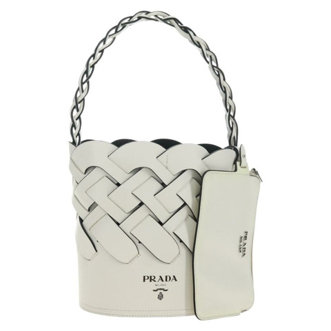 PRADA 白色真皮單肩包，正品，貨號 181616SM