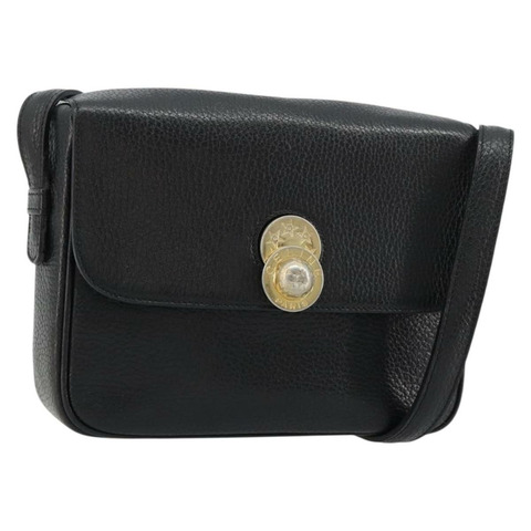 CELINE 黑色金色皮革肩背包，正品編號 178878A