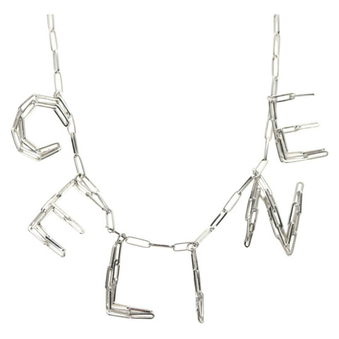 CELINE 銀色金屬項鍊 Auth 182048M