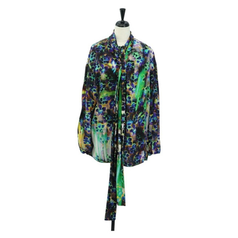 PRADA 綠色絲質襯衫，正品，貨號 182061M