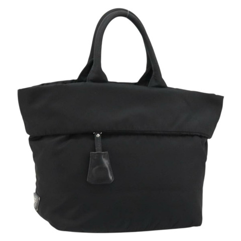 PRADA 雙面手提包 尼龍 黑銀配色 正品 182129A