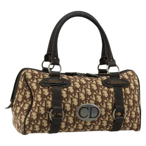 Christian Dior Trotter帆布手提包 棕色 銀色 正品 181890V