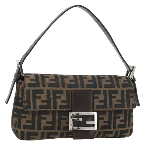 FENDI Zucca帆布Mamma Baguette單肩包 黑色棕色 正品 182220SAM