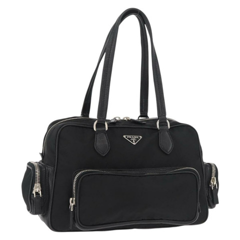 PRADA 尼龍手提包 黑色 銀色 正品 182500V