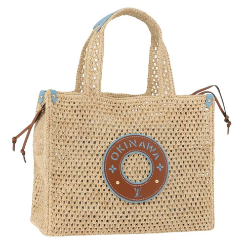路易威登 On the Go MM 手提包，拉菲草編織，沖繩款，米色，LV 正品，貨號 182627SAM