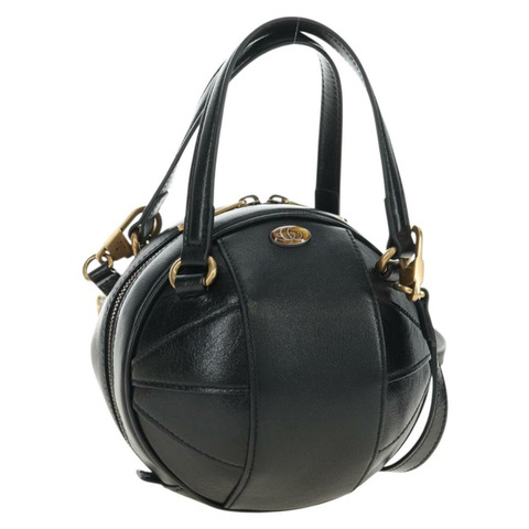 GUCCI 籃球造型手提包 皮革 兩用 黑色 金色 547855 正品 182676SAM
