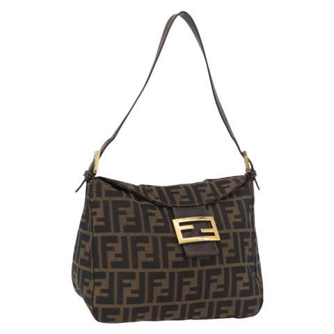 FENDI Zucca帆布Mamma Baguette單肩包 黑色 棕色 金色 正品 am11782V