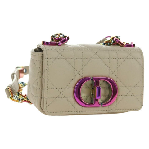 Christian Dior Caro Micro Chain Canage 羊皮米色金色鏈條包，正品 182573SAM