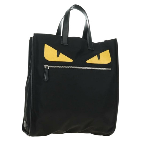 FENDI Monster Bugs 托特包 尼龍材質 黑色 銀色 正品 183030M