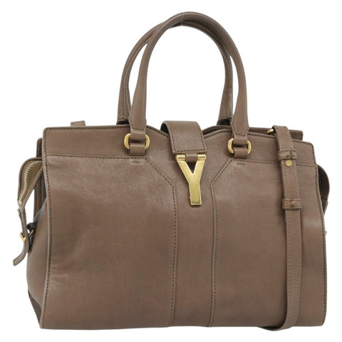 SAINT LAURENT Cavas chic 手提包 皮革 2way 棕色金色 297957 正品 183202A