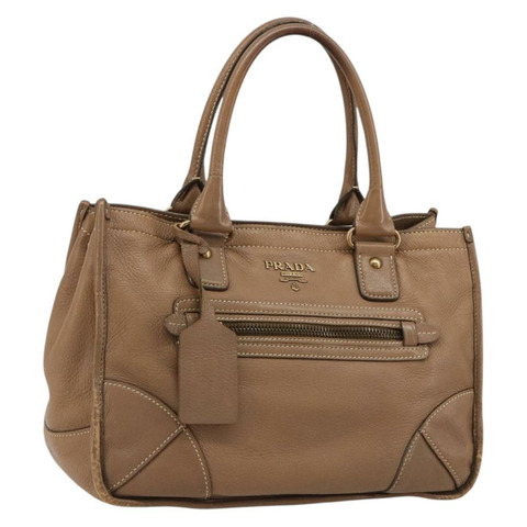 PRADA 手提包 皮革 棕色 金色 正品 183668A
