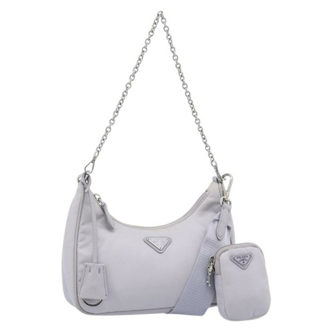 PRADA 尼龍紫色銀色單肩包 正品 184170V