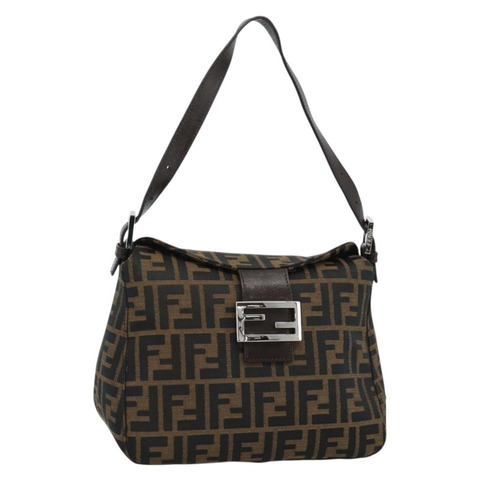FENDI Zucca帆布Mamma Baguette單肩包，黑色、棕色、銀色，正品，貨號183887SAM