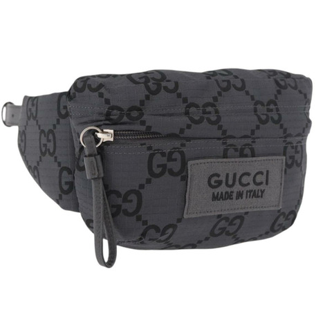 GUCCI GG帆布腰包 灰色/銀色 767934 正品 183092M