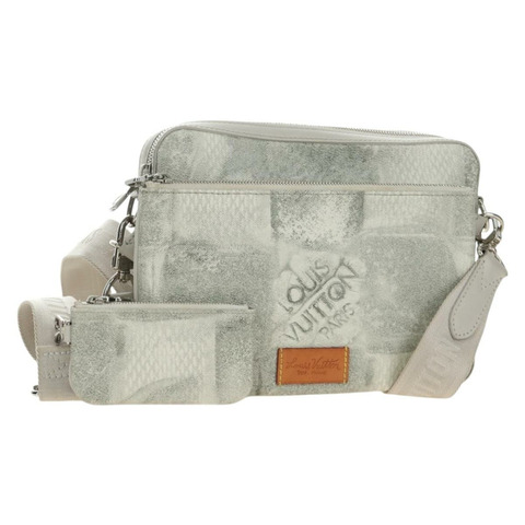 路易威登 Damier Salt Trio 斜背包 白色 N50068 正品 183100SM