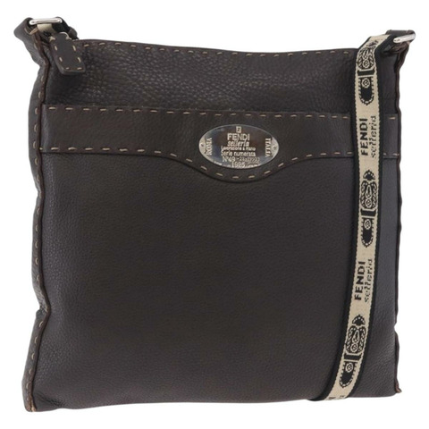 FENDI Celeria 單肩包，黑色銀色皮革，正品編號 183899A