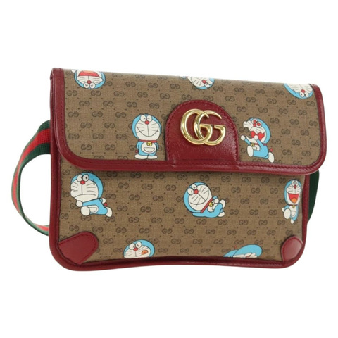 GUCCI Micro GG Supreme Doraemon x Fujiko-Pro 腰帶 PVC 米色 647817 Auth 183687M