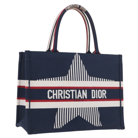 Christian Dior Alps Star Book Tote MM 帆布手提包，海軍藍，正品 am11812M