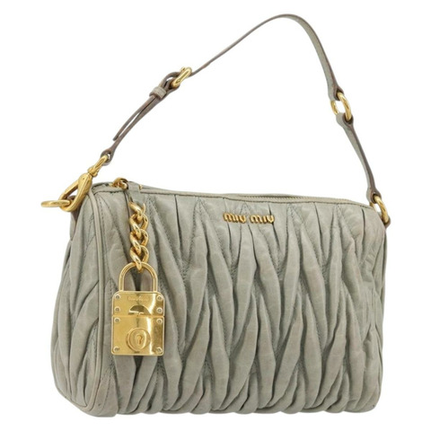 Miu Miu Matelasse 皮革配件包 灰色 金 正品 184365M