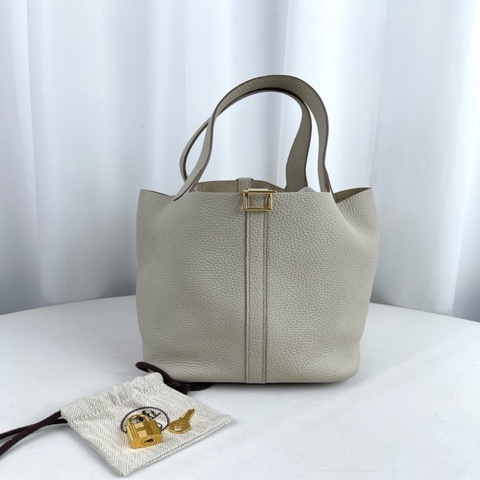 Hermès 愛馬仕菜籃子22 奶昔白  B刻