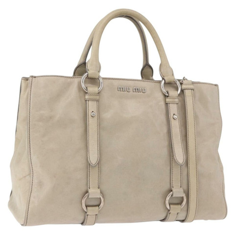 Miu Miu 手提包 皮革 兩用 灰色 銀色 正品 185170V