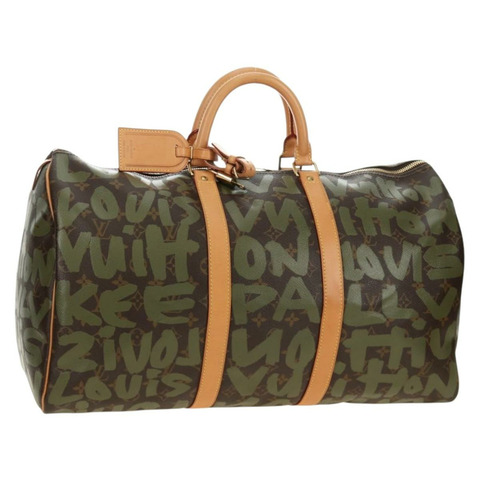 路易威登 Monogram Graffiti Keepall 50 波士頓包 卡其色 M92196 正品 184999SV