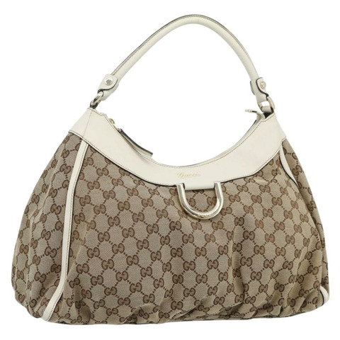 GUCCI GG帆布Abbey單肩包 米色/金色 189833 正品 184930V