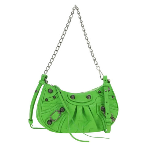 BALENCIAGA 鏈條 Le Cagole 迷你包 皮革 2way 綠色 695814 正品 185445M