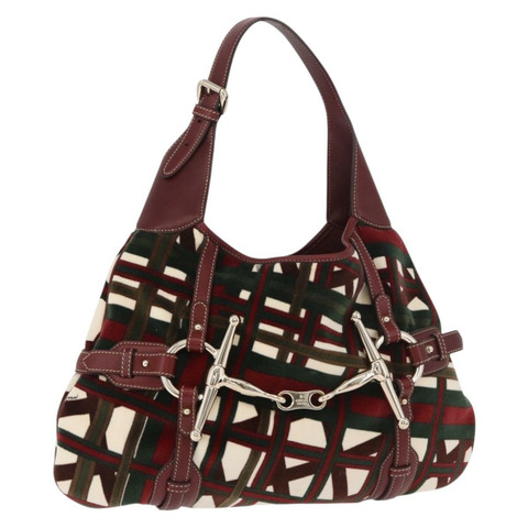 GUCCI Jackie 天鵝絨單肩包，綠色/金色，貨號 163804，正品編號 185371SM