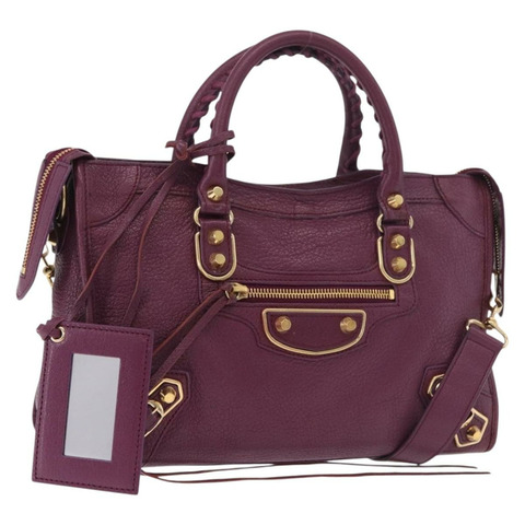 BALENCIAGA 經典金屬邊 City S 2way 紫色 432831 授權碼 185405SAM
