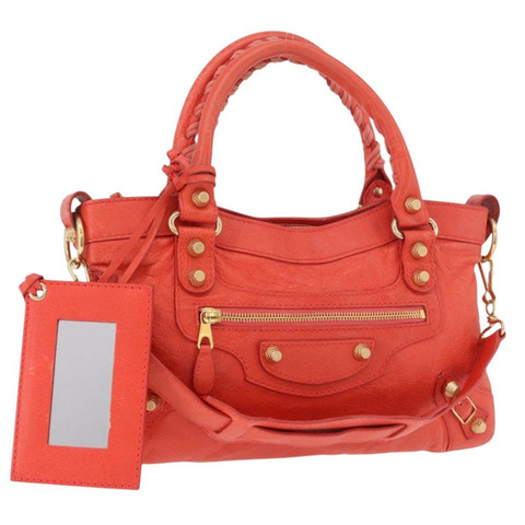 BALENCIAGA The First 手提包 皮革 2way 橙色金色 285433 正品 185363V