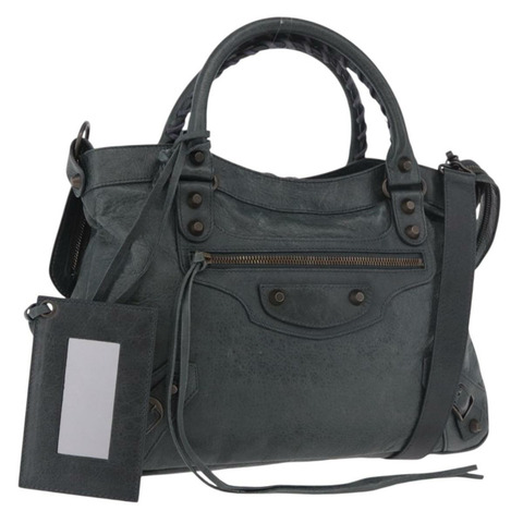 BALENCIAGA The Town 手提包 皮革 2way 綠色 240579 正品 185448M