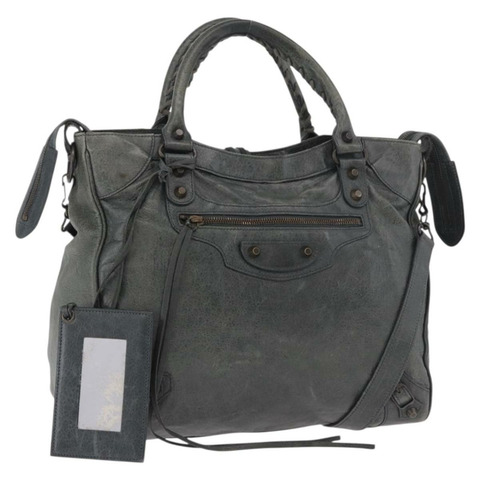 BALENCIAGA Vero 手提包 皮革 兩用 灰色 235216 正品 185366V