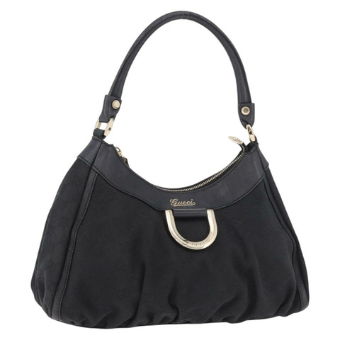 GUCCI GG帆布Abbey單肩包 黑色 金色 190525 正品 185668V