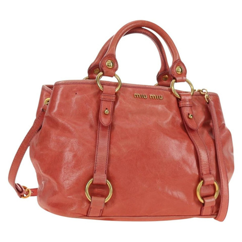 Miu Miu 手提包 皮革 兩用 粉金配色 正品 am11877SAV
