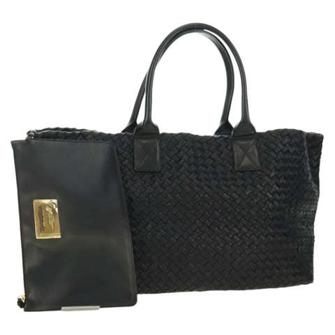 BOTTEGA VENETA INTRECCIATO Cabas PM 手提包，黑色真皮，正品 am11891SM