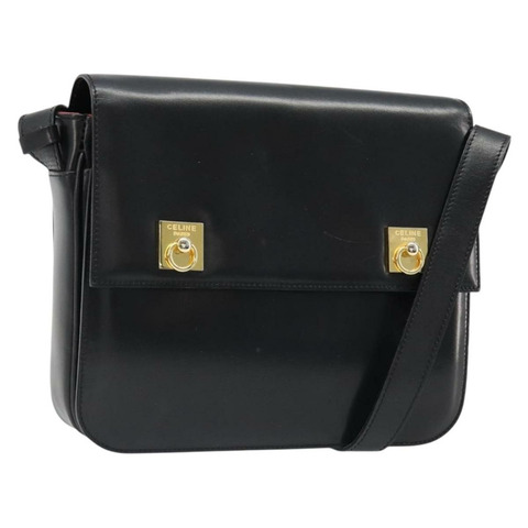 CELINE 黑色金色皮革肩背包，正品編號 179534A