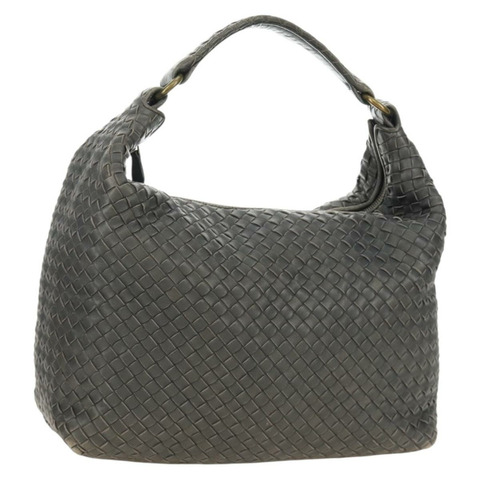 BOTTEGA VENETA INTRECCIATO 皮革肩背包 灰色 金色 正品 185312M