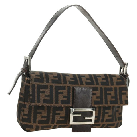 FENDI Zucca帆布Mamma Baguette單肩包 黑色棕色 正品 185961SAM