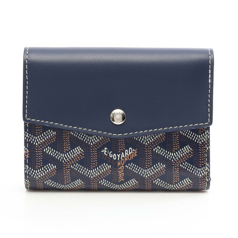 GOYARD San Gabriel 三折皮夾 帆布皮 海軍藍 多色 二手 女士
