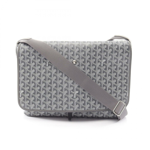 GOYARD Capetian MM 單肩包，PVC塗層帆布皮革，灰色/白色，二手，男女通用
