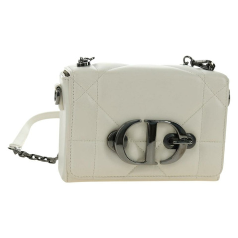 Christian Dior Canage Caro 單肩包，羊皮材質，白色銀色，正品，貨號 185922SM